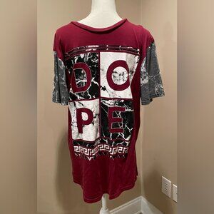 DOPE Vibes T-Shirt Deep Red Grey Tie Dye Sleeves Men's XL